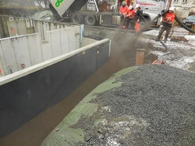 65000 liter løs Leca pumpes